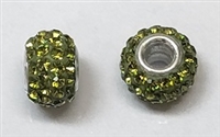 Swarovski Large Hole 8mm Pave Rondelle Bead- Olivine