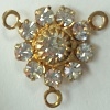 3 Ring Flowerette/Rosary Center-11mm-CRYSTAL/GOLD