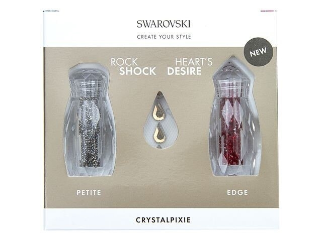 Swarovski Crystalpixie Petite and Edge Nail Art - Rock Shock and Heart's Desire with Gold