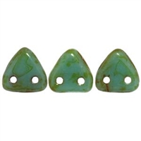 2 hole Triangle Beads-OPAQUE TURQUOISE PICASSO