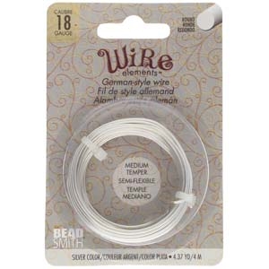BeadSmith Wire Elements German-Style Wire- 18 gauge- Silver Color