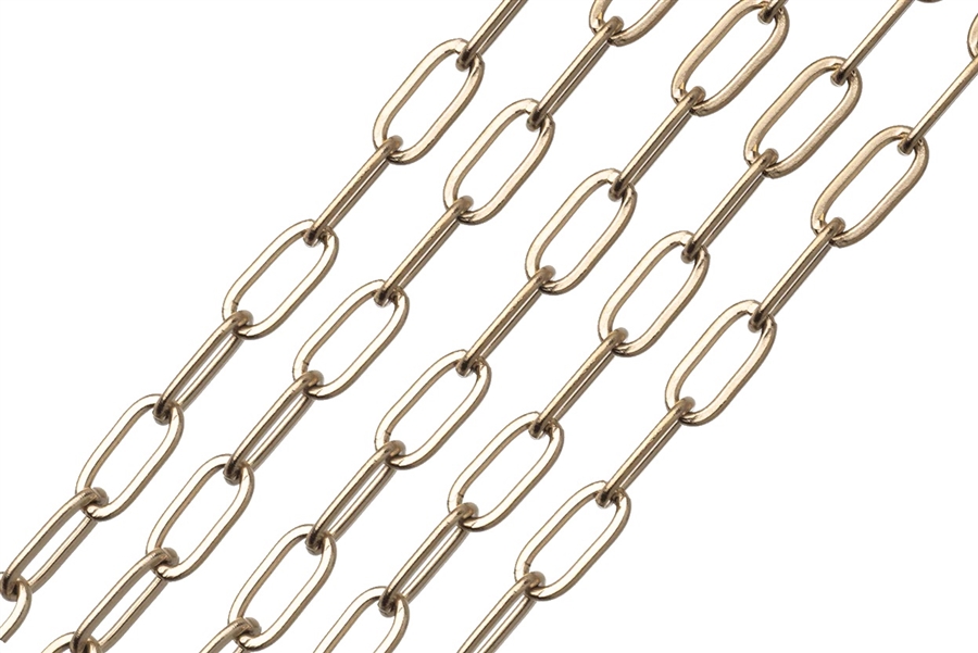 Waterproof Gold Chain - Style #5 -  3.3mm x 7.5mm Paperclip Chain