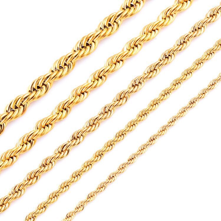 Waterproof Gold Chain - Style #9 - 2mm Double Rolo Rope Chain
