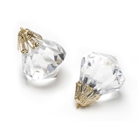 Diamond Gems Crystal Drops with Filigree Bead Cap