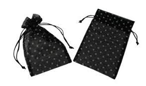 Organza Bags - Polka Dot - Black with Silver, 3" X 4"