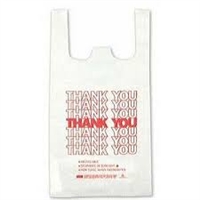 White "Thank You" T-Shirt Bags - 12" x 7" x 23"