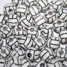 Team Sports Acrylic Volleyball Beads - 12 mm - 60pc