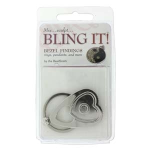 Bling It Bezel Finding - Heart Key Chain