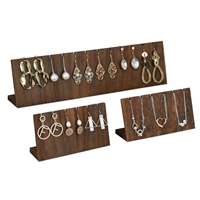 #WDJ2146BR 3 Pcs Wooden Earring Display Stand