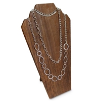 Wooden Jewelry Display Bust with Easel for 2 Necklaces - Brown