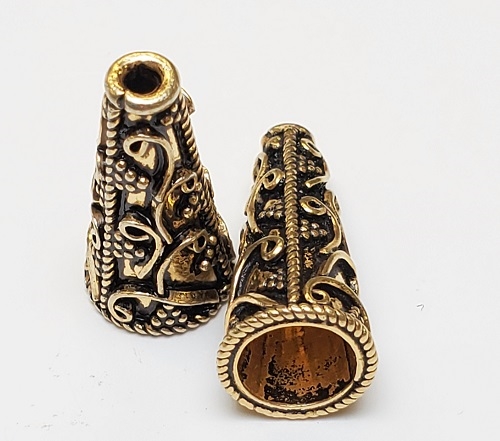 Gold Plate over Sterling Bali Style Cone- 21 x 10mm