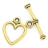 Gold Plate over Sterling Silver Antiqued Small Heart Toggle