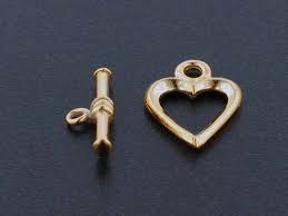 Gold Plate over Sterling Silver Small Heart Toggle - 12mm