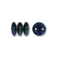 2-Hole Lentil Bead- 6mm - Iris Blue