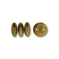 2-Hole Lentil Bead- 6mm - Matte Metallic Aztec Gold