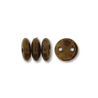 2-Hole Lentil Bead- 6mm - Beige Bronze Picasso