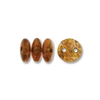 2-Hole Lentil Bead- 6mm - Milky Pink Bronze Copper