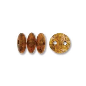 2-Hole Lentil Bead- 6mm - Milky Pink Bronze Copper