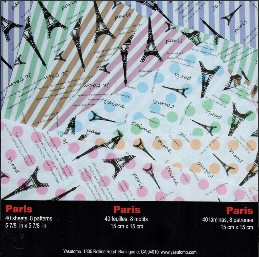 #4342 - Yasutomo Fold'Ems Origami Paper -  Paris Pattern Assortment - 5 7/8"