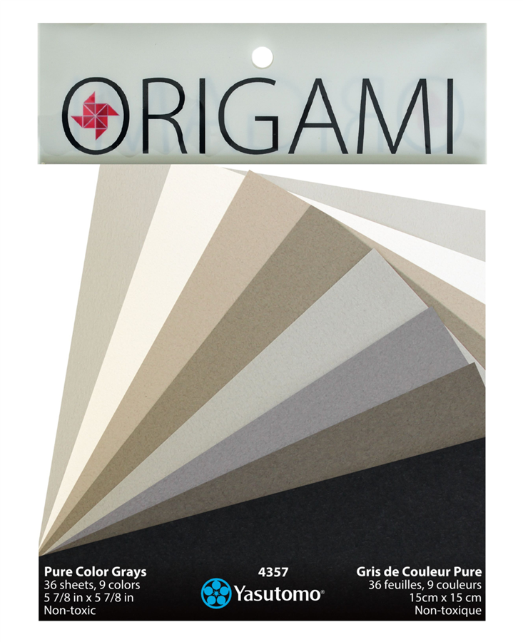 #4357 - Yasutomo Origami Paper -  PURE Grays - 5 7/8"