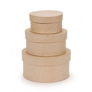 Paper Mache Box Set of Three  Round- 7 3/4", 8 3/4", 9 3/4"