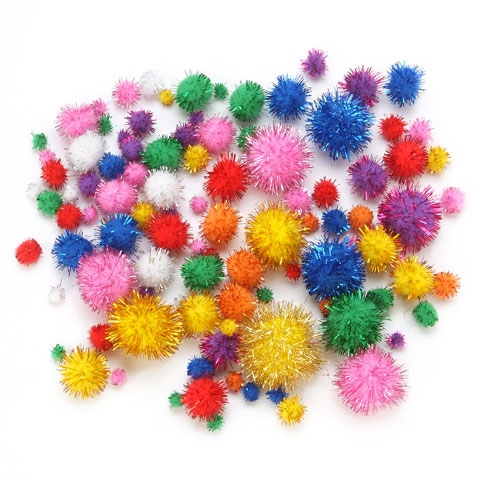 Artful Goods Pom Poms Bright Colors, Assorted Sizes
