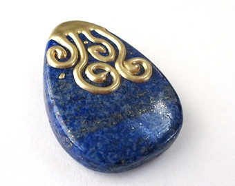Lapis Lazuli Top Drilled Bead with Gold Plate