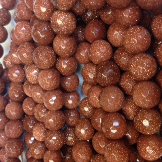 Goldstone Beads, Lightly Faceted 10mm Round
