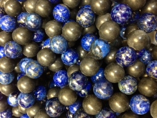 Lapis & Matte Onyx Beads, 8mm Round