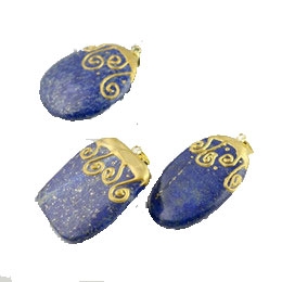 Lapis Lazuli Pendant with Gold Plate