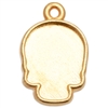 Gold Plated Skull Flatback Charm Setting - Fits Swarovski #2856 Skull