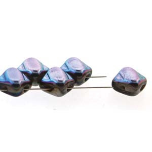 Silky Bead, 6mm, 2-Hole - Twinkle Graphite
