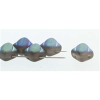 Silky Bead, 6mm, 2-Hole - Glittery Matte Graphite