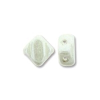 Silky Bead, 6mm, 2-Hole - Chalk/White Alabaster Luster