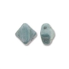 Silky Bead, 6mm, 2-Hole - White Alabaster Blue Luster