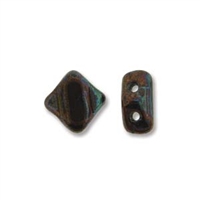 Silky Bead, 6mm, 2-Hole - Jet Iris Luster