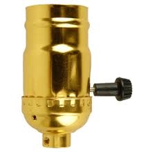 UL Approved Brass Shell Sockets - Three Way Turn Knob