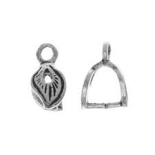 Sterling Silver Mini Leaf Bail - 8x12mm - 2mm Loop