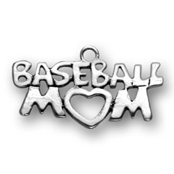 Sterling Silver Charm- Baseball Mom