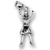 Sterling Silver Charm- Cheerleader with Megaphone