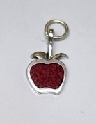 Sterling Silver Charm- Coral Inlayed Apple