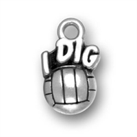 Sterling Silver Charm- I Dig Volleyball