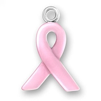 Sterling Silver Charm- Pink Enamel Awareness Ribbon