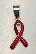 Sterling Silver Charm- Red Enamel Awareness Ribbon