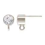 Sterling Silver Bezel Set CZ Post with Loop - 5mm