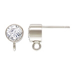 Sterling Silver Bezel Set CZ Post with Loop - 6mm