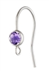 Sterling Silver Earwire with Bezel Set Amethyst with loop- 4mm