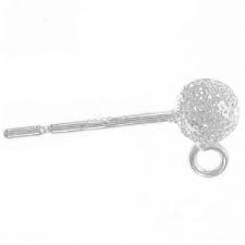 Sterling Silver Frosted Ball Post with Loop - 6mm