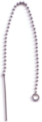 Sterling Silver Threader Earring - Bead Chain with Ring #1