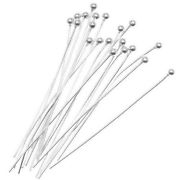 Sterling Silver Headpins With Bead - 24 gauge, 2 inch